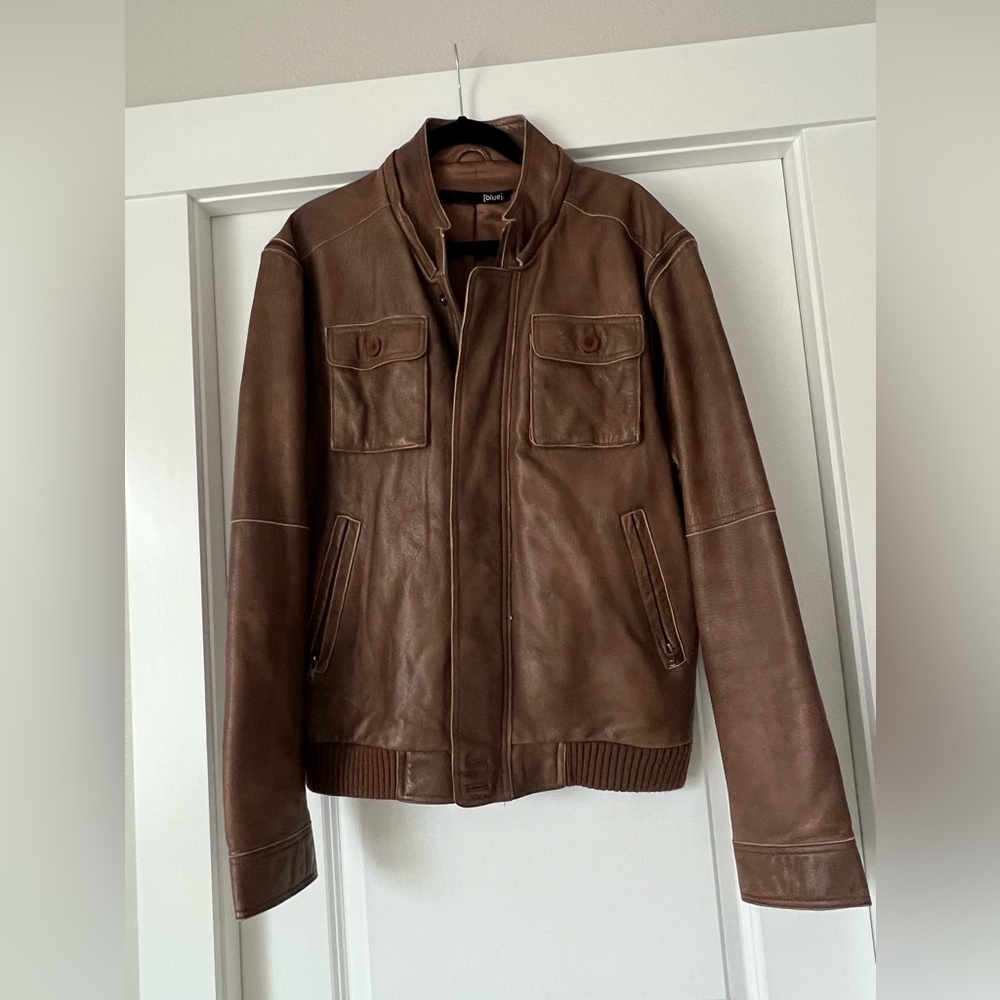 Blue Men’s Leather Jacket Vintage